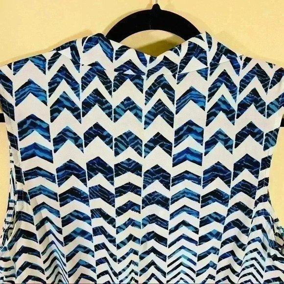 NWT BeBop Zig Zag Cinch Waist Sleeveless Quarter Button Mini Shirt Dress Size L - Picture 11 of 14